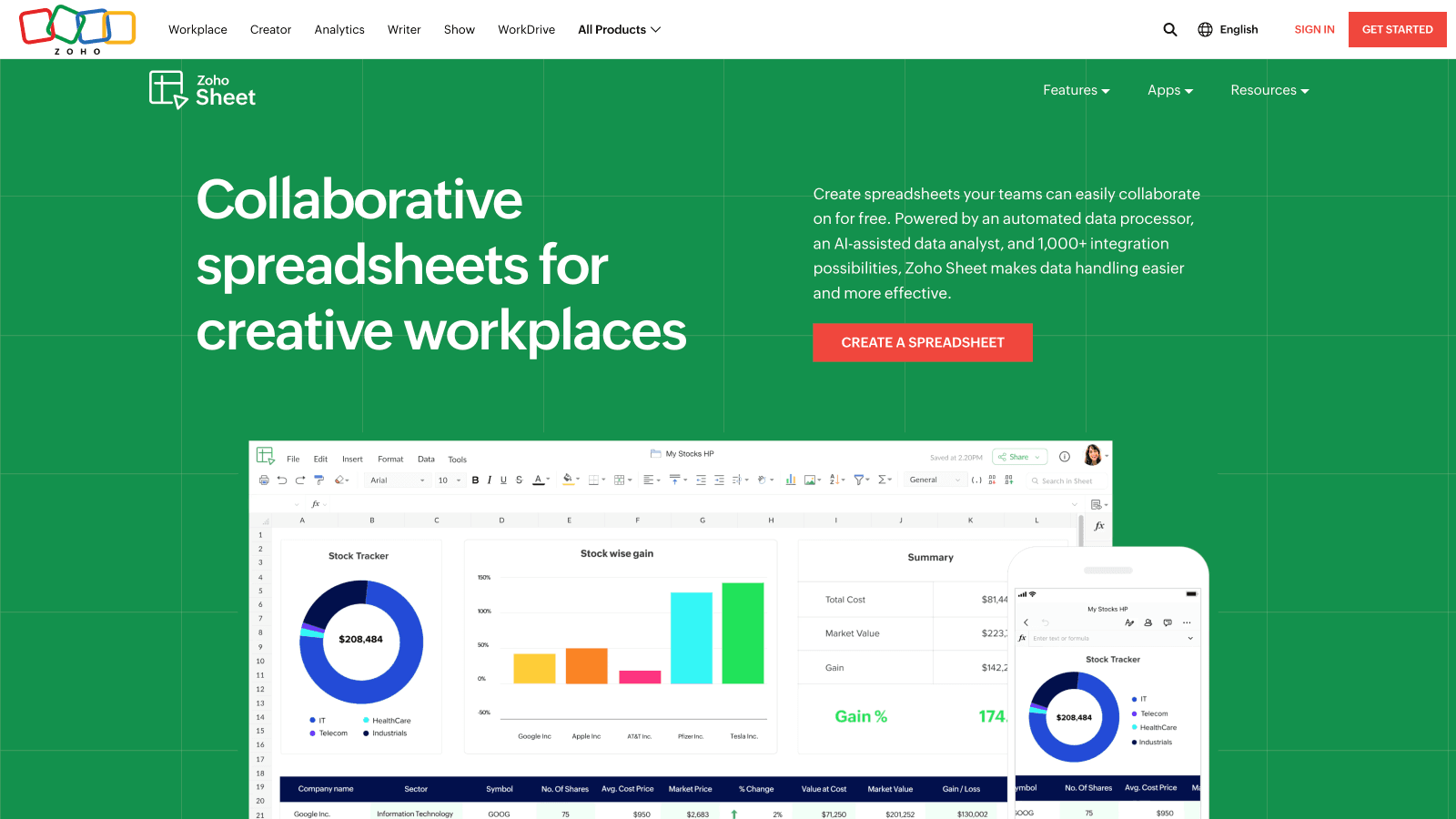 Zoho Sheet Gallery Image